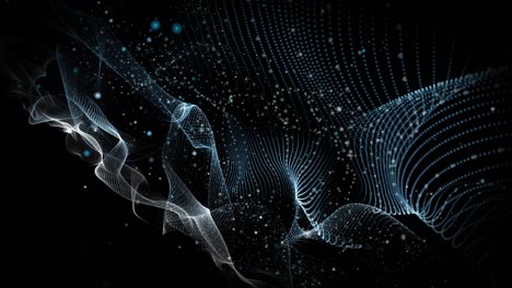 futuristic animation with wave object and glitter particles in slow motion, 4096x2304 loop 4k