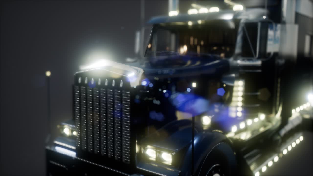 스튜디오에서 밝은 미국 트럭 트랙