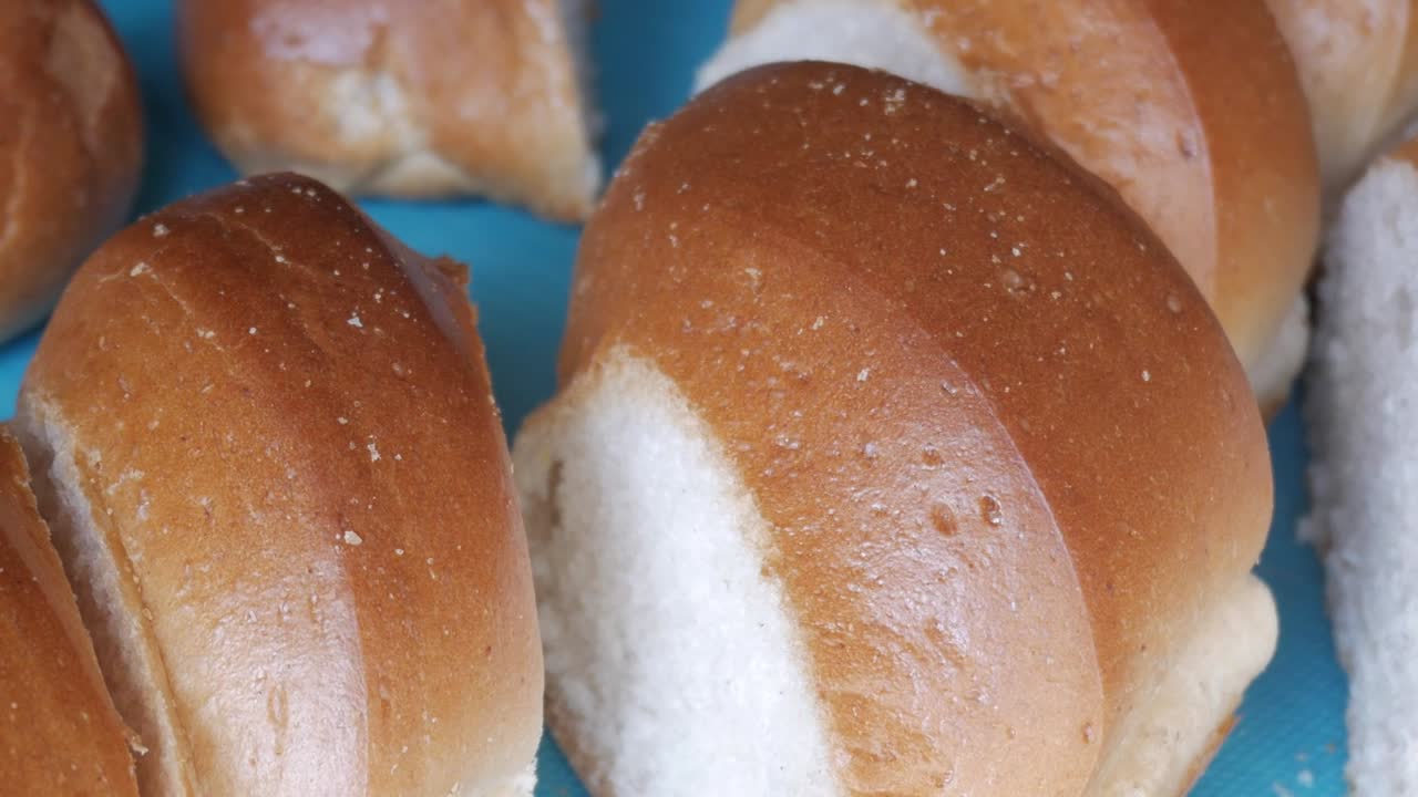 Close view of sliced brioche bread for making Torrijas dessert