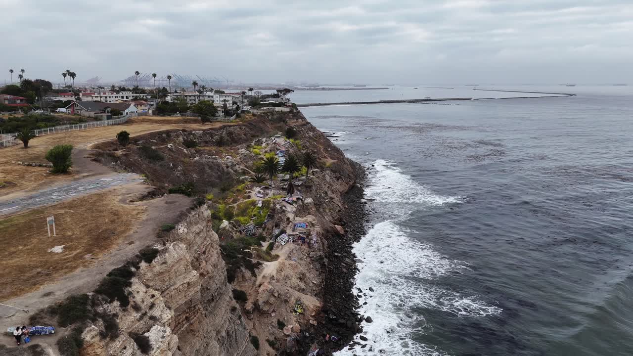 Aerial View of San Pedro Coastal Cliffs and Ocean