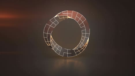 twisted red ring shape with glowing edges seamless loop 3d render animation