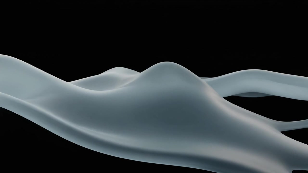 Abstract 3D Animation of Flowing Grey Liquid Waves