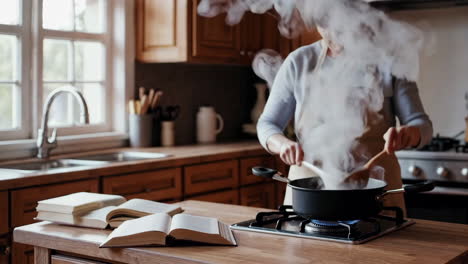 woman cooking in kitchen