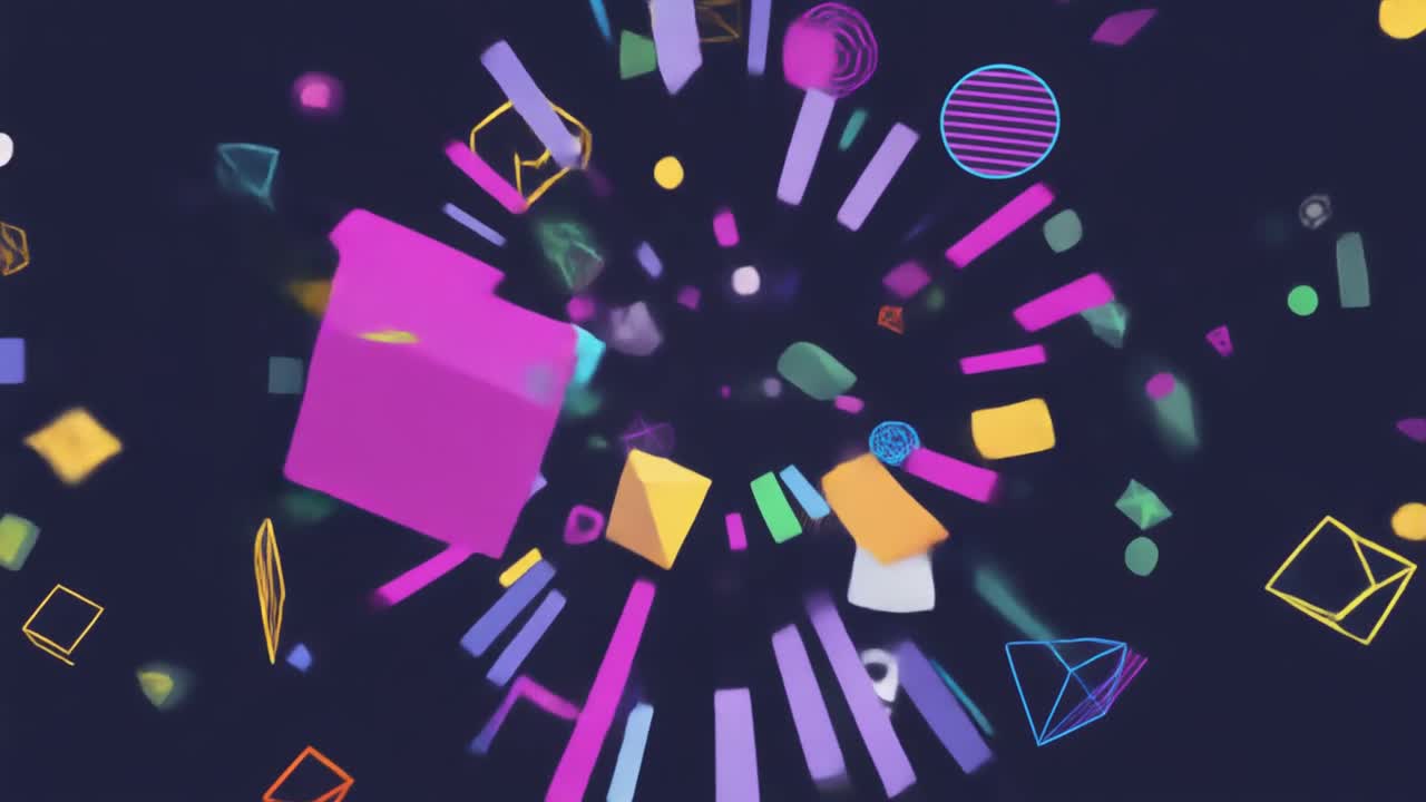 Dynamic Motion Graphics of Colorful Geometric Shapes