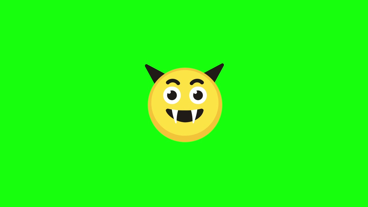 Animated Devil Vampire Emoji with Fangs on Green Screen