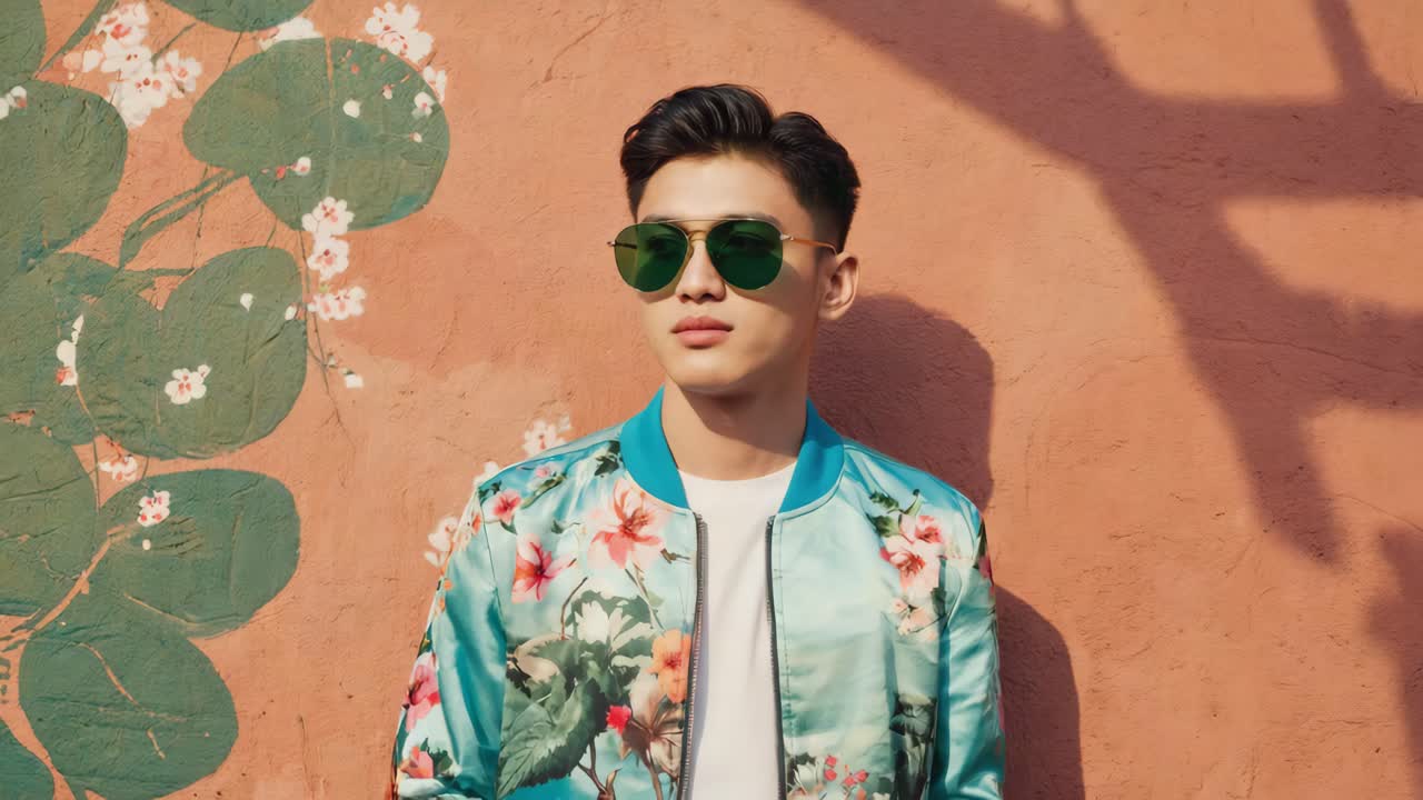Man in Floral Jacket and Sunglasses