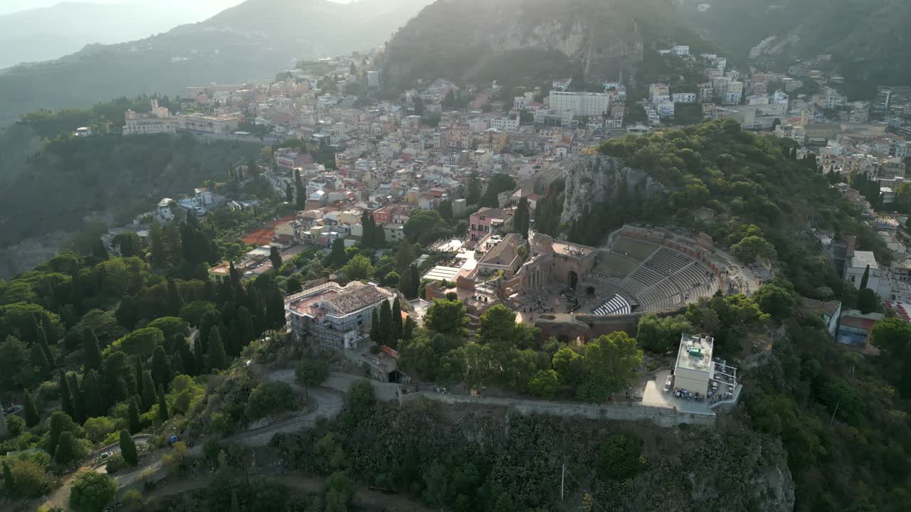 4K Aerial of Sunset in Taormina, Sicily, in July 2025