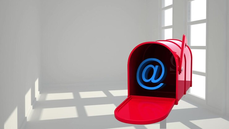 Animation of letterbox with at symbol over empty white room with window
