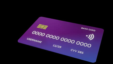 Animation-of-credit-card-with-data-over-black-background