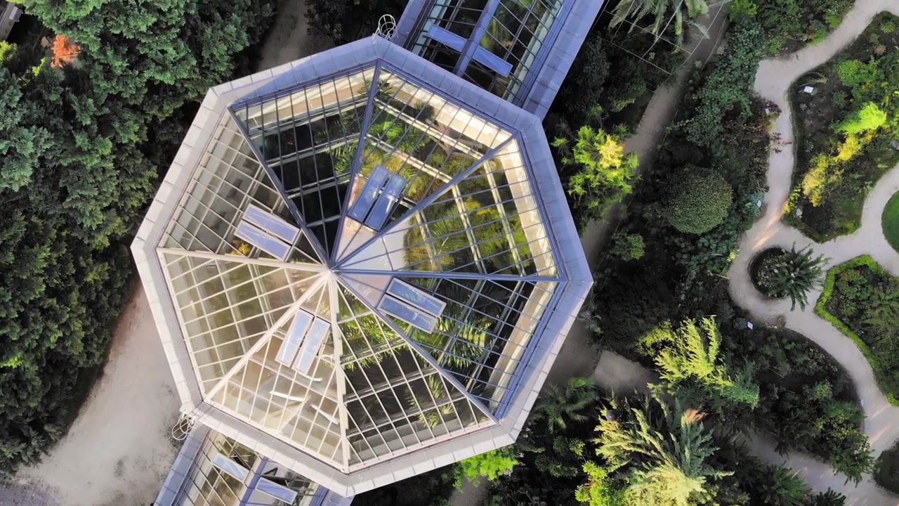 Riprese aeree con drone del verde del Fuveszkert di Budapest (Orto Botanico di Budapest)