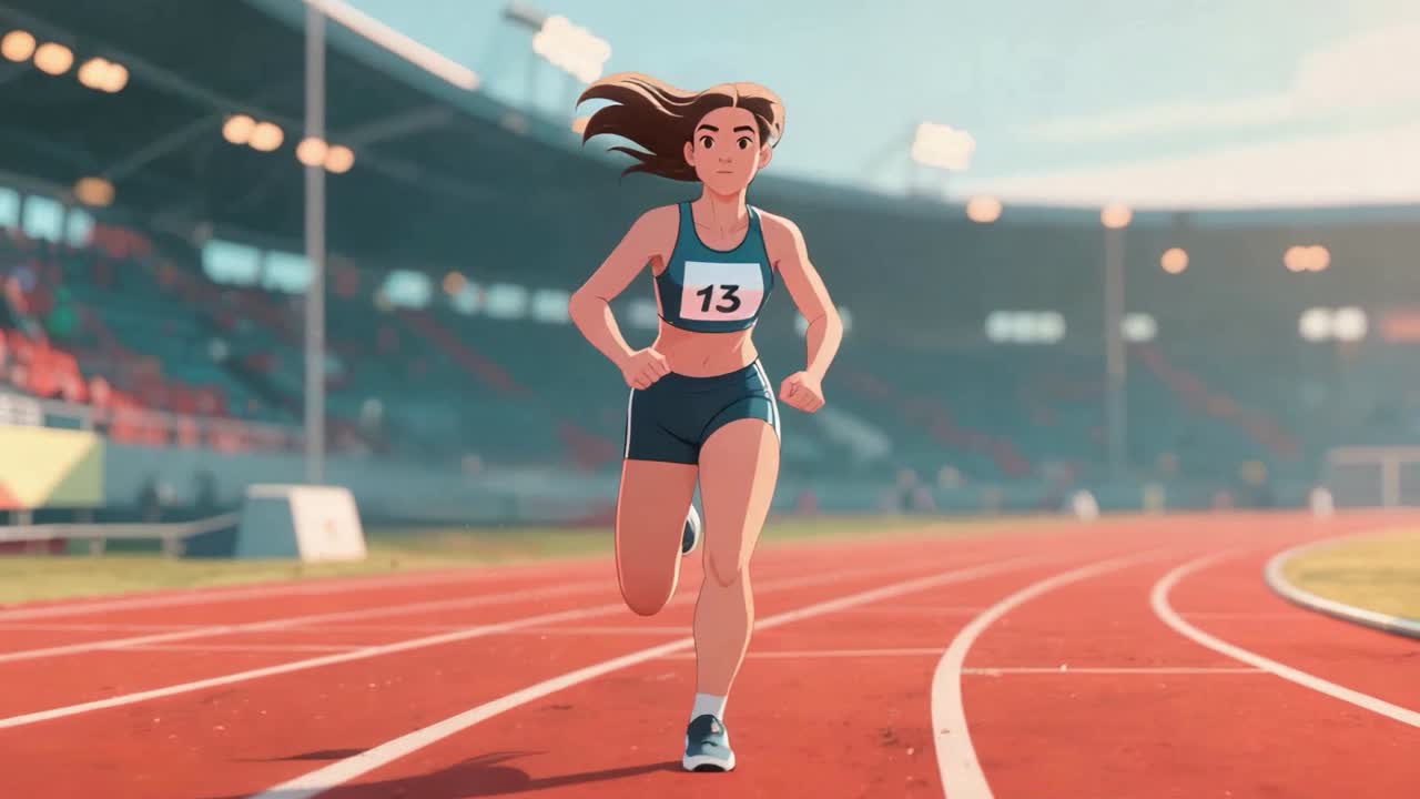 트랙 에서 달리는 여자