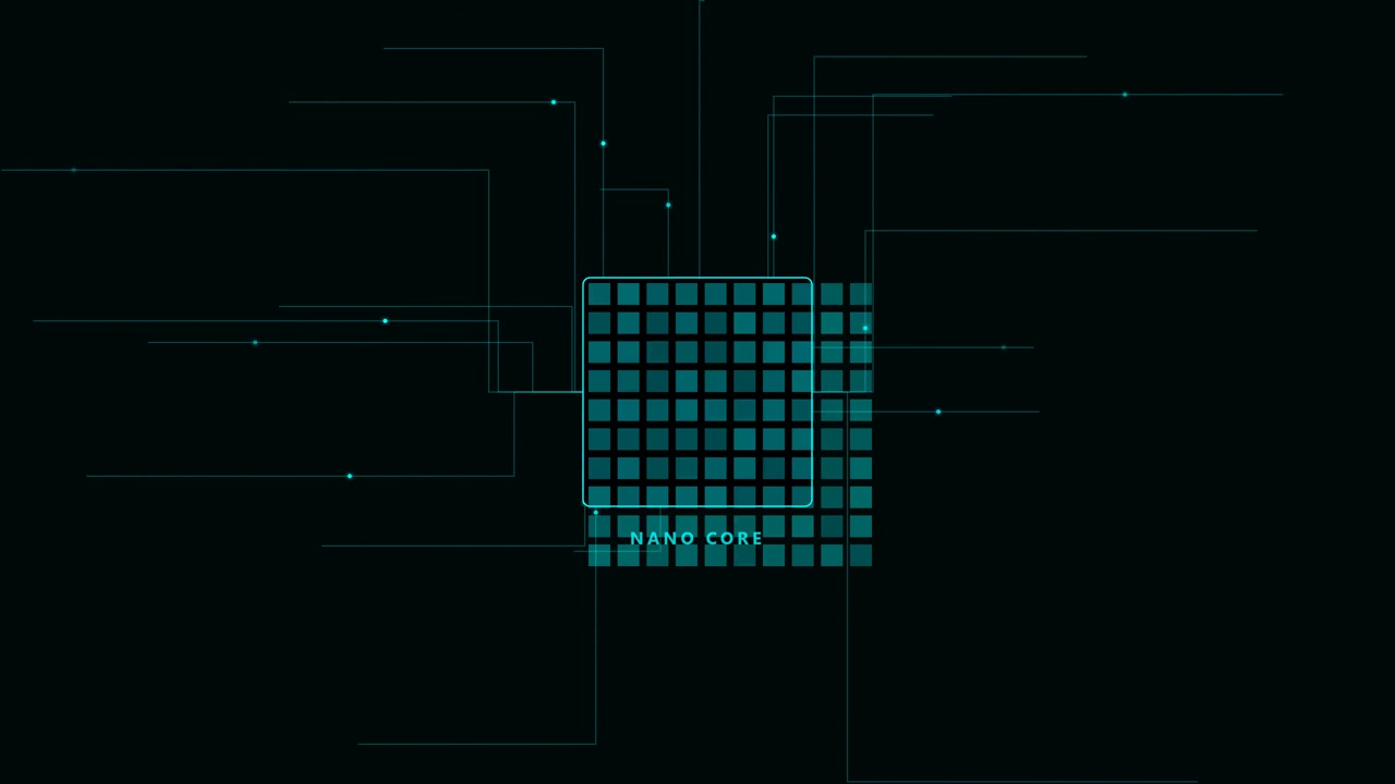 Digital Nano Core Processor Animation with Glowing Circuitry