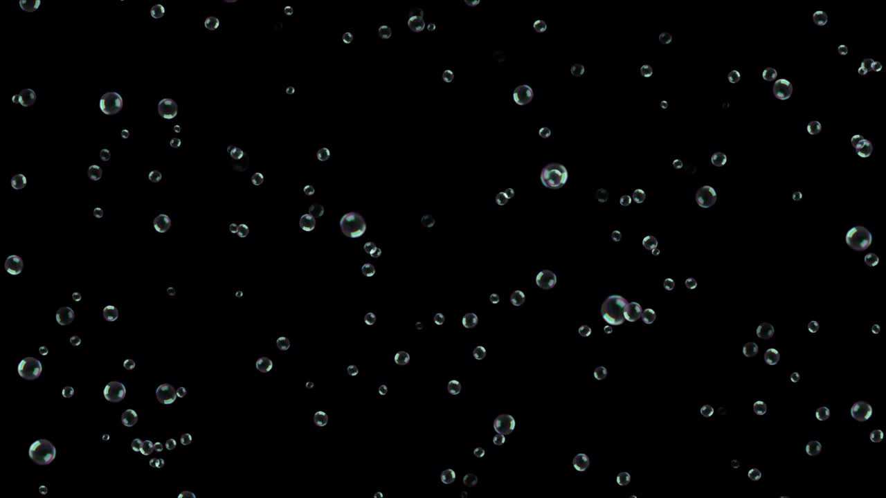 Abstract Depth of field lots of bubbles moving and floating drink 4K 3D Green Screen loop Animation.