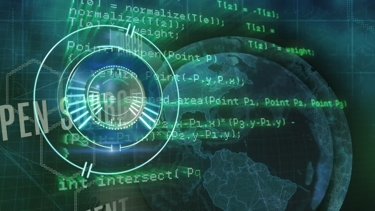 Animation of clock over green grid