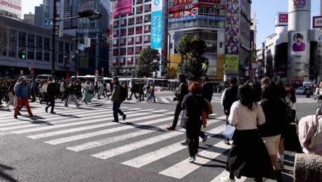 pedestrians crossing a busy urban intersection