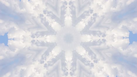 bucle de fondo de video caleidoscópico azul. fondo caleidoscopico geométricamente simétrico. patrones interesantes de figuras sobre la base de las nubes. imágenes de 4k