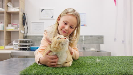 Vet,-face-of-happy-girl-child-with-cat