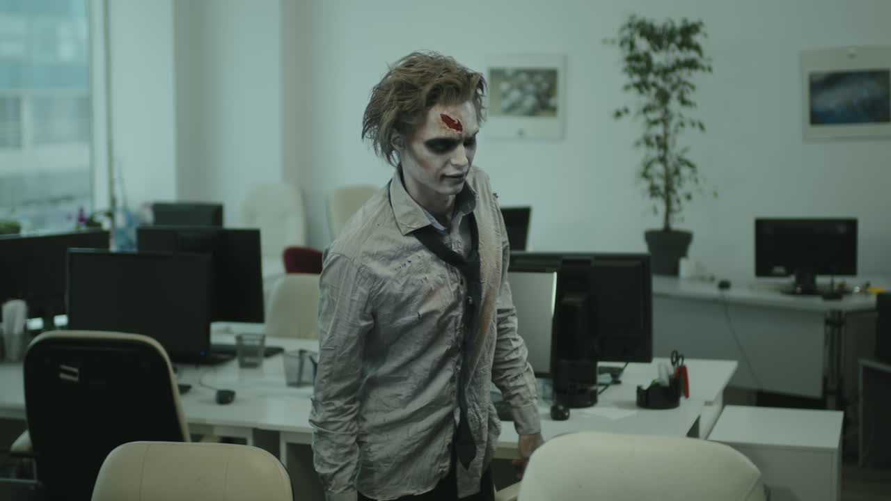 Uomo d'affari zombie in ufficio