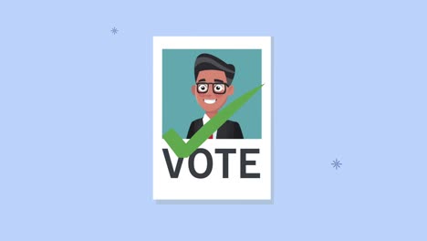 male candidate in poster character and check symbol