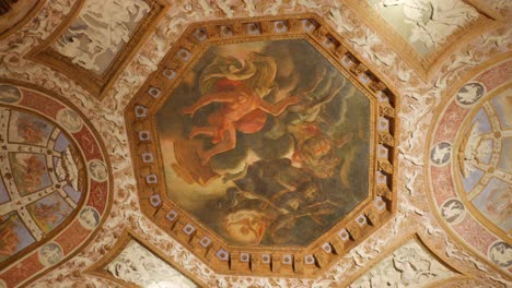 painted ceiling of palazzo del te in mantua, italy. - low angle shot