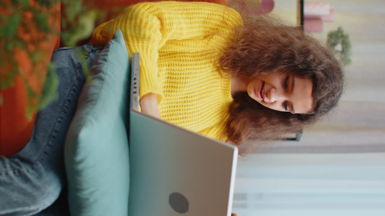 Amazed teen girl use laptop computer receive good news message shocked by victory celebrate win