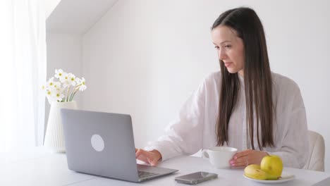 focused Professional Working Computer at Office Closeup serious Businesswoman Focused Professional Working Computer at Modern Workspace Closeup serious Businesswoman Typing Laptop Developing Business Project in Office Elegant Lady Entrepreneur Creating Planning Strategy