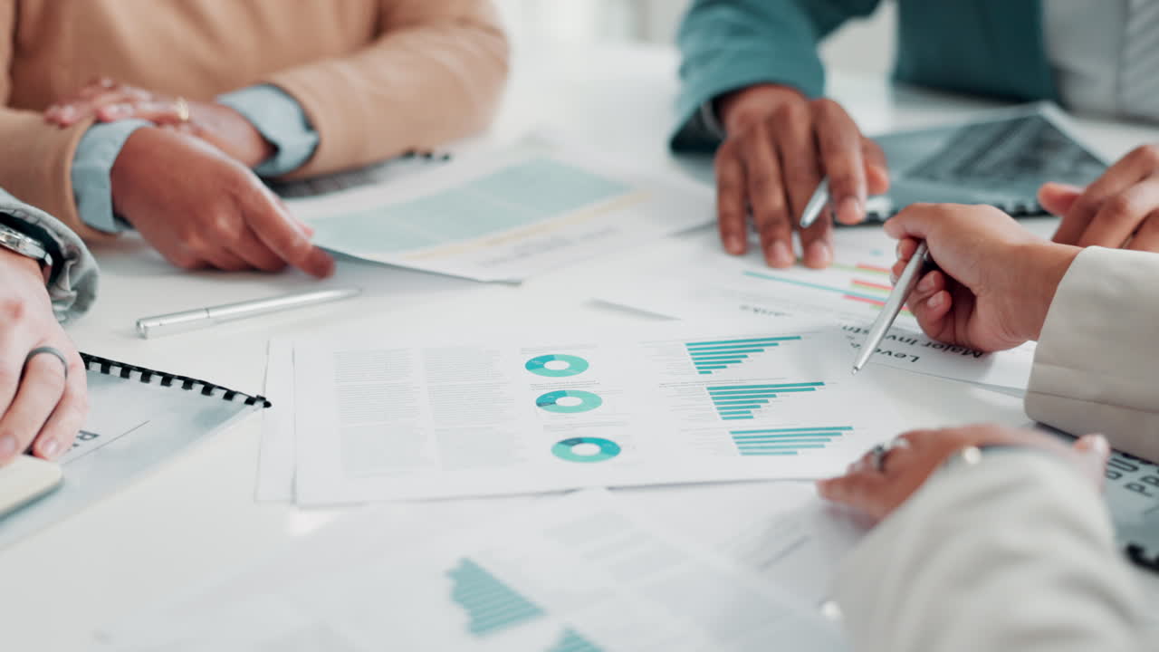 Business team analyzing data and planning strategy