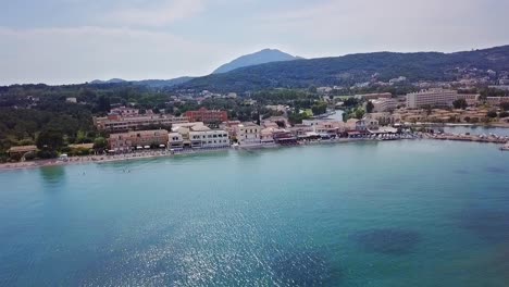 greece, corfu island, drone footage of messonghi beach, moraitika