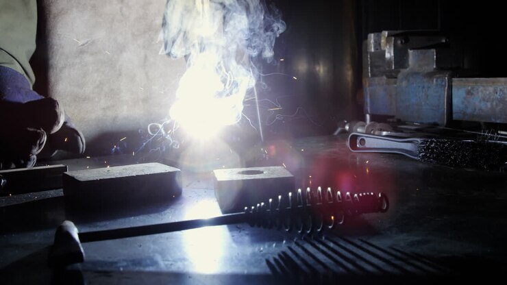 Welder welding a metal