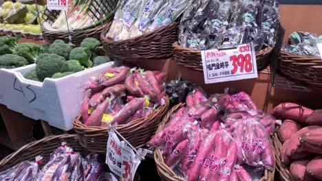 assorted vegetables displayed for sale at a market.