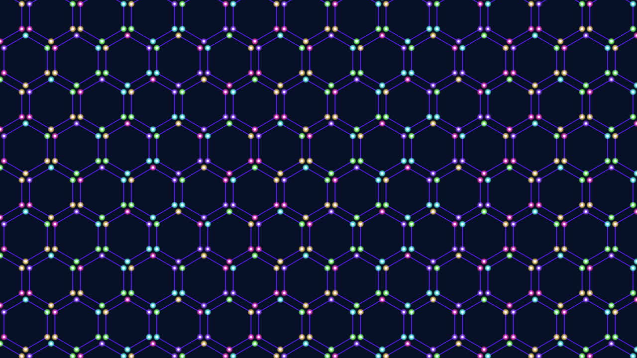 네온 화려한 빛으로 추상 기하학적 육각형 패턴