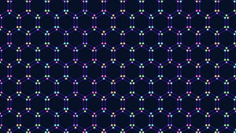 patrón de hexágonos geométricos abstractos con luz de neón colorida