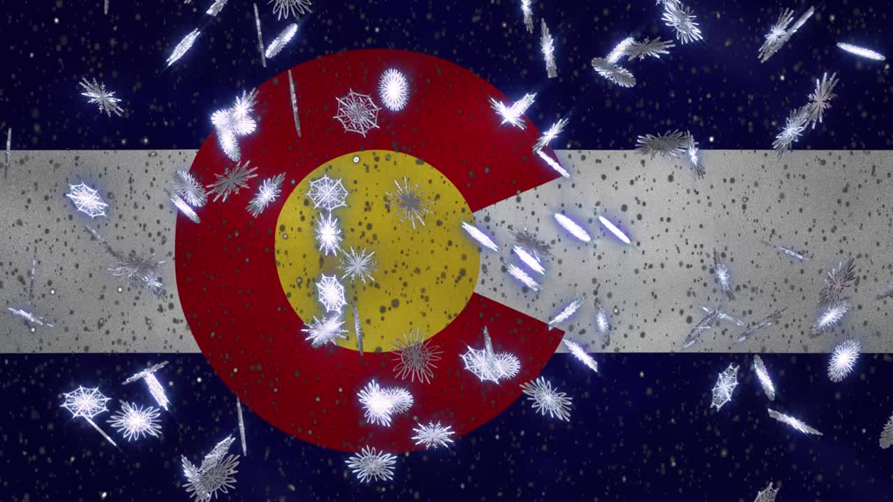 콜로라도 발을 흔들고 눈이 내리는 주기적 배경 크리스마스와 새해, 루프