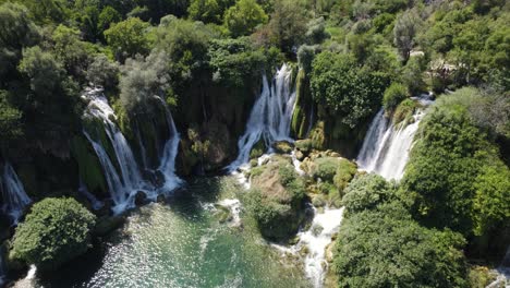 aerial overhead view of cascading kravica waterfalls located in bosnia and herzegovina