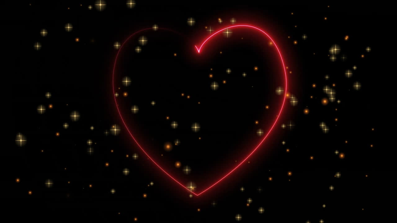 Animation of stars and heart on black background