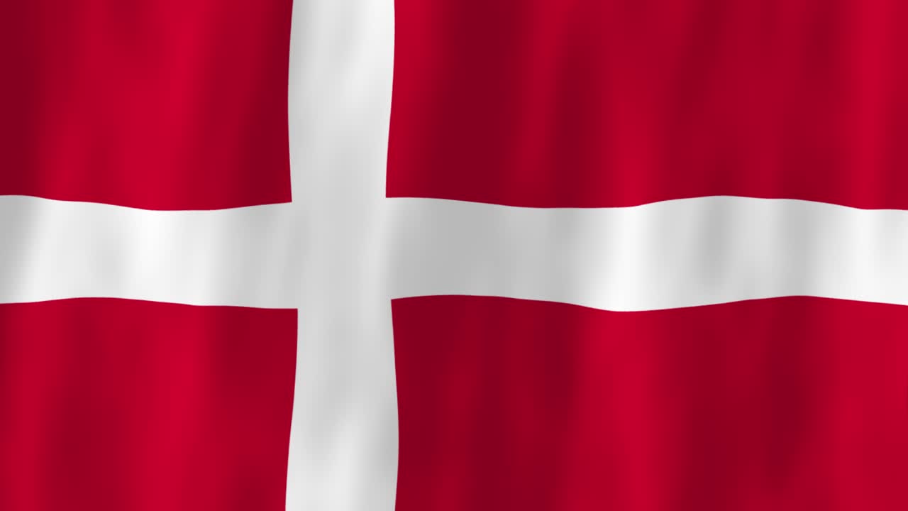 Danmark: Nordisk flag, landeanimation, 3D-symbol design, vajende i vind, national patriotisme, verdenskultur, emblem, banner, hvid rød, Nordeuropa, Skandinavien