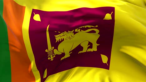 bandera de sri lanka en cámara lenta bandera clásica suave soplando en el viento en un día de viento sol naciente fondo de bucle continuo de 4k
