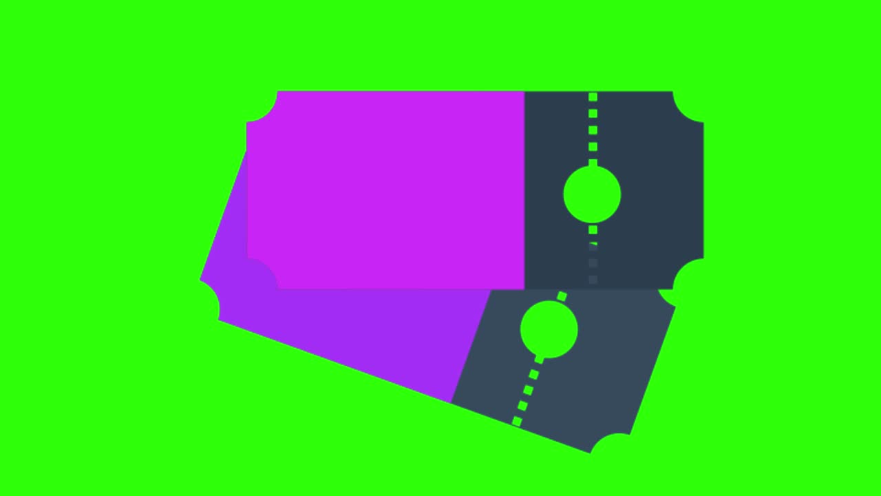 2D animated illustration of movie tickets on a green screen