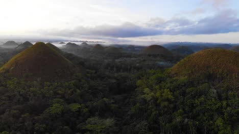 Bohol's-Touristic-Chocolate-Hills,-Famous-Philippines-Travel-Destination---Aerial