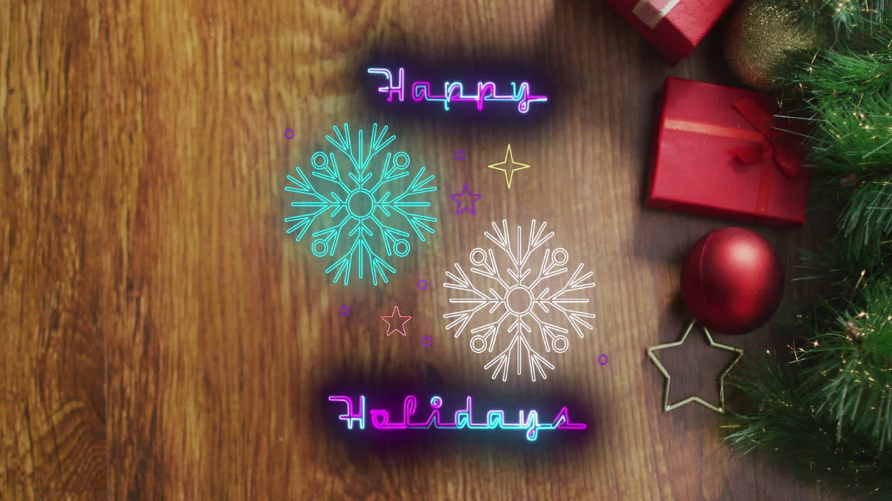 animación de felicitaciones de navidad texto sobre decoraciones de navidad