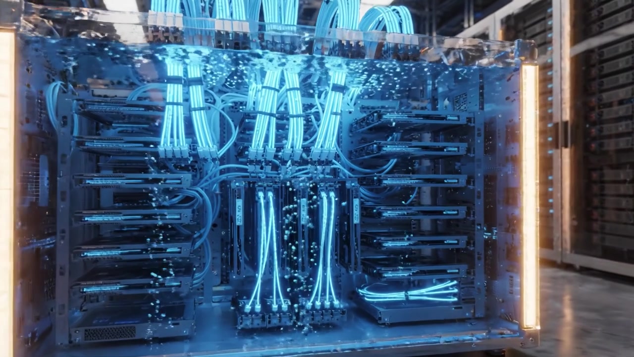 Advanced Data Center with High-Tech Server Racks and Illuminated Wiring Showcasing Cutting-Edge Technology and Network Infrastructure for Modern Computing Needs