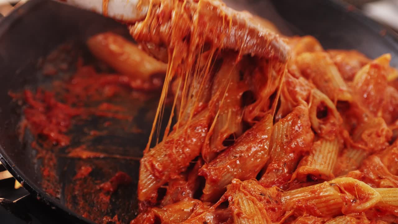 Pasta with melted cheese