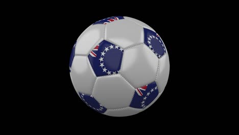 palla da calcio con bandiera cook islands, 4k con alfa, loop