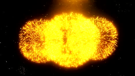 happy new year 2023 text wish on firework display explosion particles.