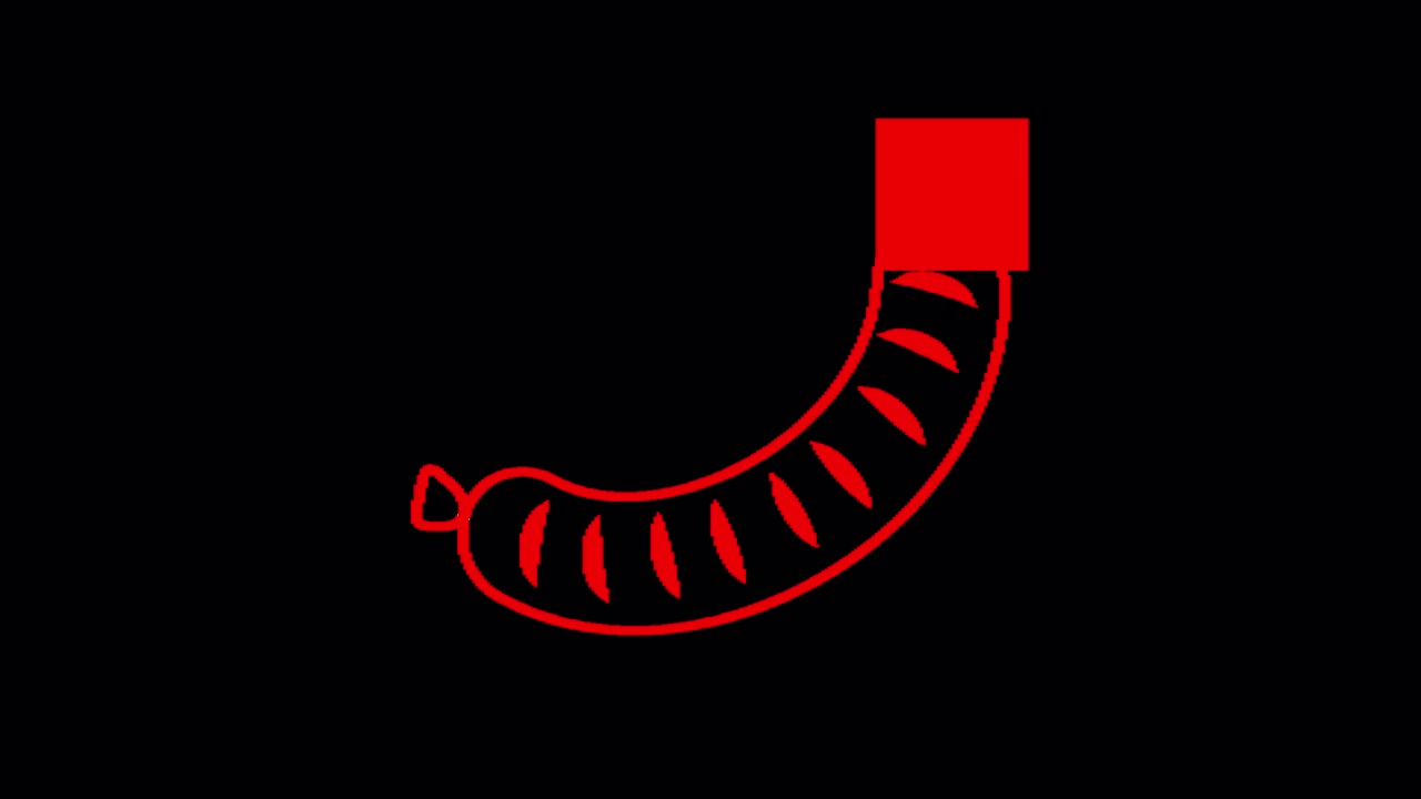 Red Sausage Animation with Grill Marks on Black Background