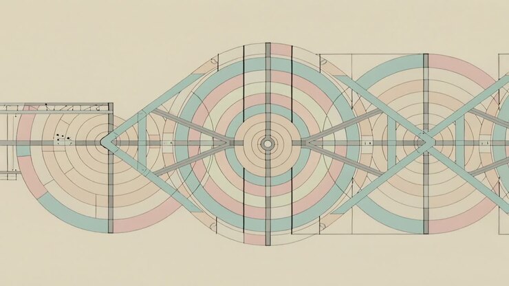 Left platform appearing initiating tech chain unfolding rings, braces aligning, forming assembly