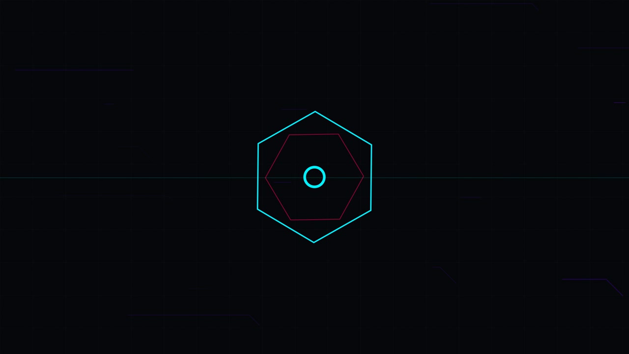 Abstract Digital Hexagon Animation with Glowing Neon Lines