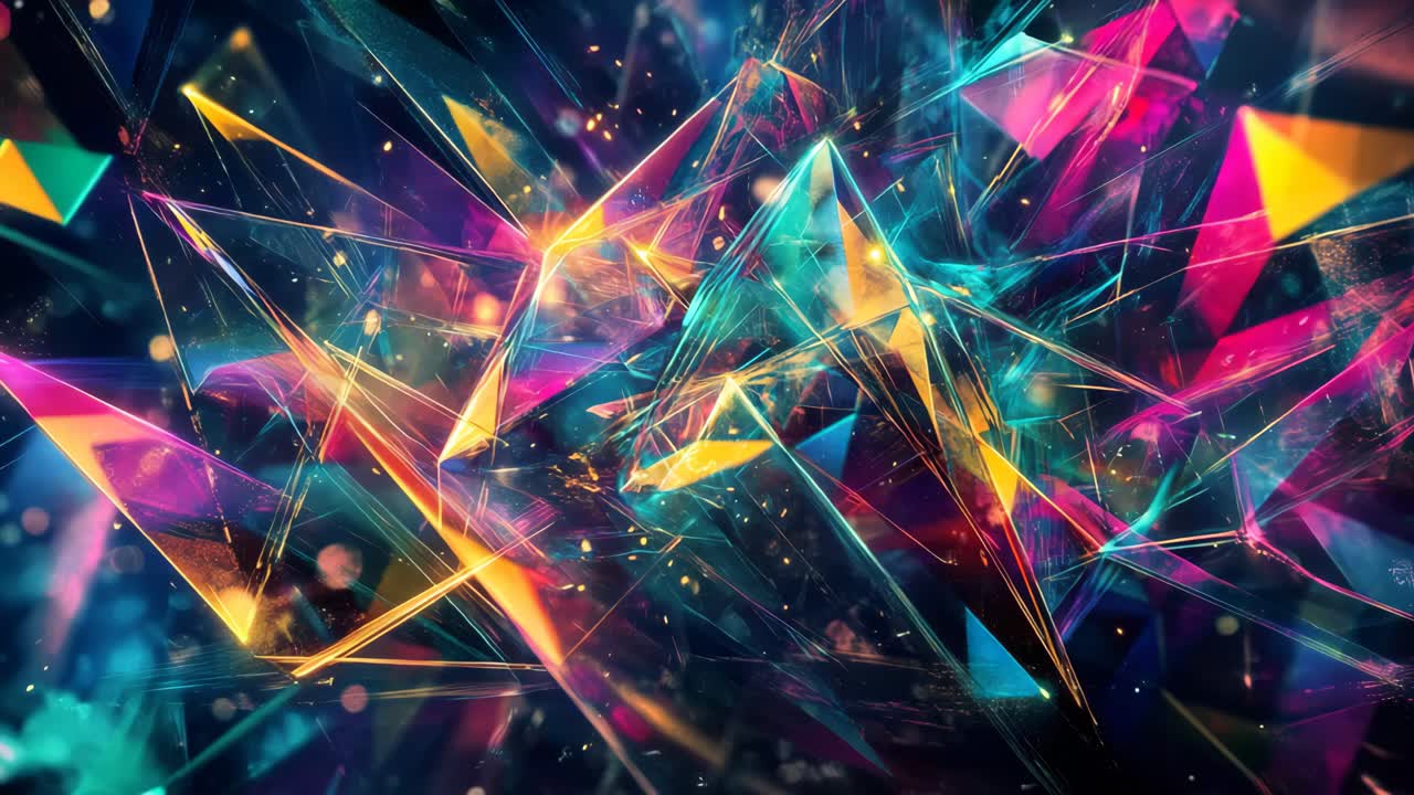 Abstract Colorful Geometric Crystal Shapes
