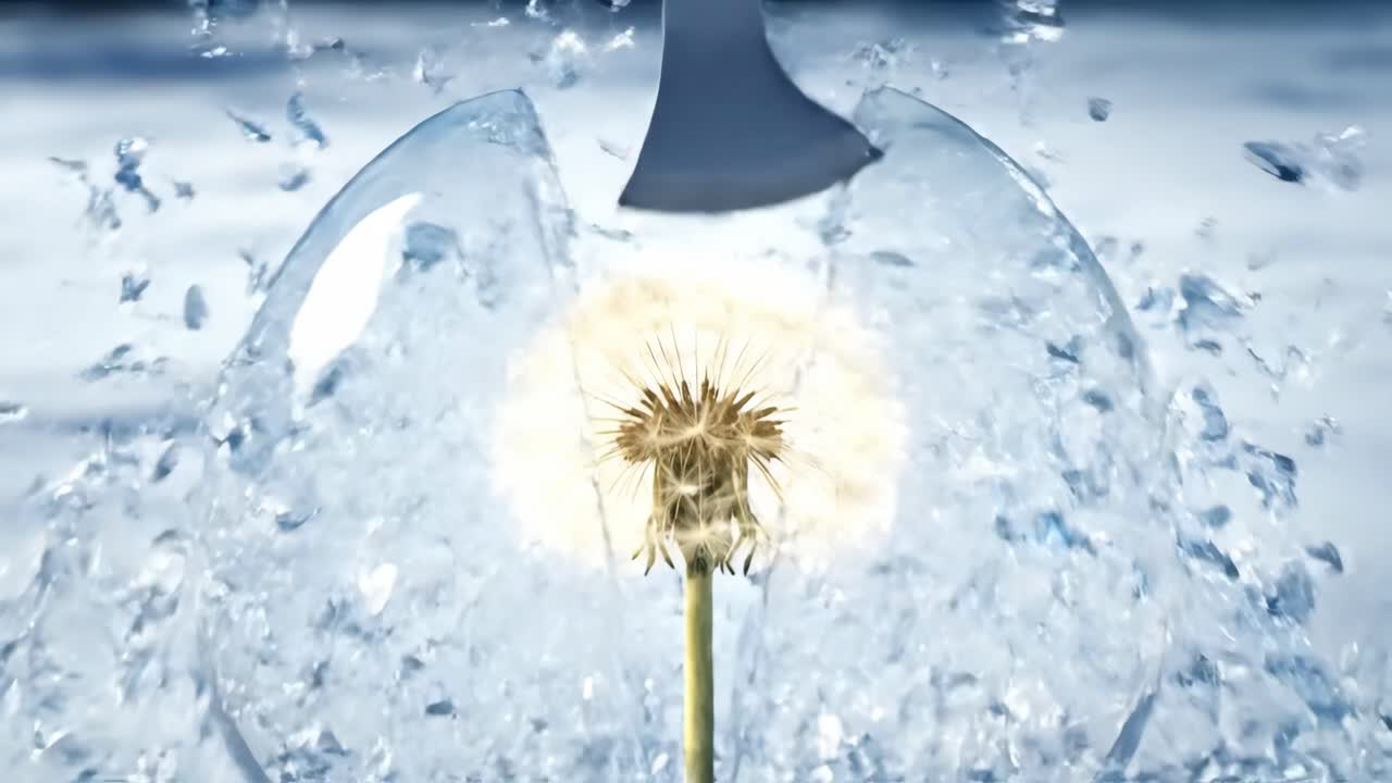 Dandelion Frozen in Ice: A Fragile Beauty