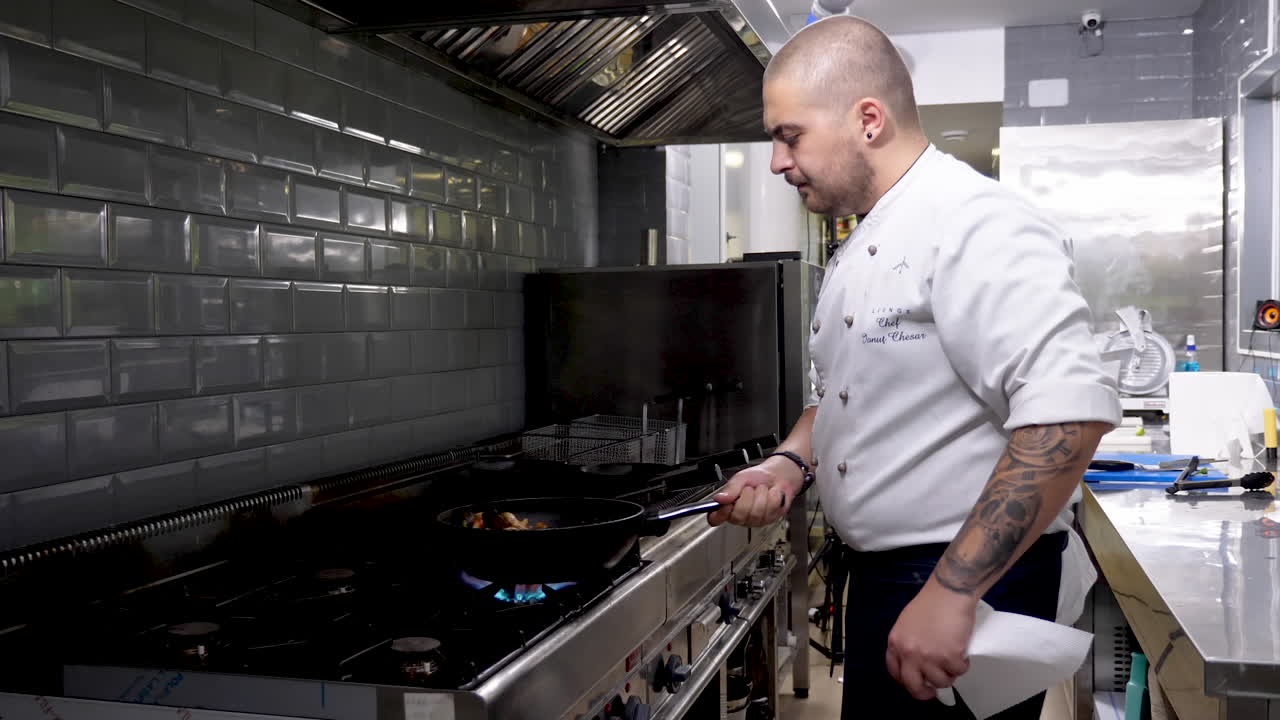 Chef Cooking in Kitchen